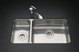 KOHLER K-3352-L-NA Undertone High/Low Undercounter Kitchen Sink