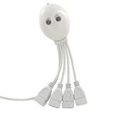 USB Hub 2.0 4-port For Mac and PC High Speed. 4-Legged Octopus (TM). Very Cute Octopus Design. (White)