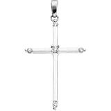 14K White Gold Cross Pendant - 28.75x19.25mm
