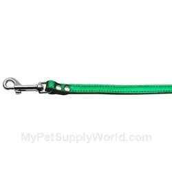 Dog Supplies Fashionable Leather Leash Metallic Emerald Green 1/2 Wide