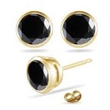 0.22-0.26 Cts Black Diamond Stud Earrings in 14K Yellow Gold