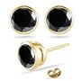 0.22-0.26 Cts Round AAA Black Diamond Stud Earrings in 14K Yellow Gold