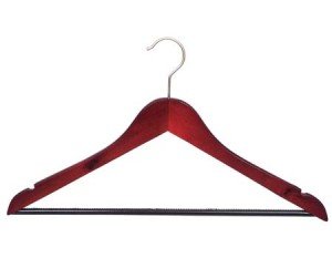Wooden Suit Hangers w/Non Slip Bar Premium Cherry Finish Box of 25