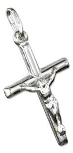 Sterling Silver Small Tubular Italian Crucifix Charm Women's Men's Spiritual Religious Jewelry
