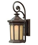 IMAGE OF Hinkley Lighting 2134OZ-LED Rowe Park Energy Smart 1 Light Outdoor Wall Light in Oil Rubbed Bronze with Amber Linen glass