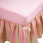 Breathable Baby Pink Stripe Crib Skirt