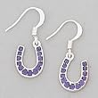 Rhinestone Lucky Horseshoe Earrings, Lavender