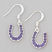 Rhinestone Lucky Horseshoe Earrings, Lavender