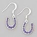 Rhinestone Lucky Horseshoe Earrings, Lavender