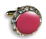 Cufflinks - Pink with Crystal Gold Setting