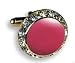 Cufflinks - Pink with Crystal Gold Setting