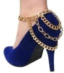 Womens Anklet, High Heel Jewelry, Short Bold Gold Chain Layered Heel Chain. A Beautiful Massive Gold Metal Heel Chain That Have Three Layers Down. This Heel Chain Is Absolutely Must Item for Your High Heel Fashion. Size : 4 Inches Height + 10 Inches.