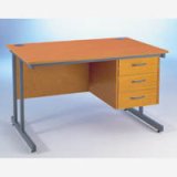 Connections Desk Cantilever Frame Single Pedestal 1600mm 2 Drawer Oak