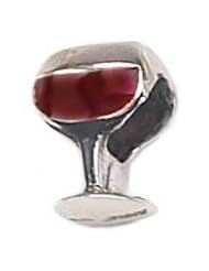 Genuine Zable (TM) Product. 925 Sterling Silver Enamelled Red Wine Glass Charm. 100% Satisfaction Guaranteed.