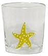 Hand Blown Glass Yellow Starfish Rocks Glass 4"H Set of Four