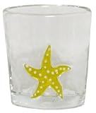 Hand Blown Glass Yellow Starfish Rocks Glass 4"H Set of Four