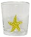 Hand Blown Glass Yellow Starfish Rocks Glass 4"H Set of Four