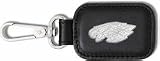 Philadelphia Eagles 1/2 Sterling Silver Eagle Head on Black Leather Rectangular Key Chain