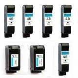 7pk 5/2 45/78 Ink Cartridge Compatible Hp (5)black + (2)color 51645a/c6578dn 45/78 78d C6578 6578 78a 45a 51645 Recycled Replacement Remanufactured Hp High Yield Ink Inkjet Cartridges