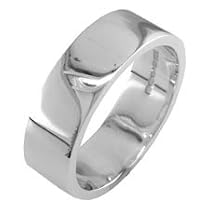 9ct White Gold, 6mm Wide, Flat Shape Wedding Ring