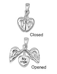 Sterling Silver Plain Heart Pendant - "My Angel" - Polished
