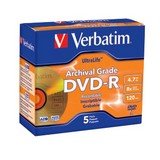 Verbatim 96320 4.7GB 8X Archival Grade DVD-R Jewel Case-5 Pack