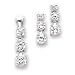 Sterling Silver 3 Stone CZ Earrings and Pendant Set