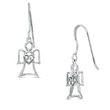 Diamond Accent Angel Dangle Earrings in Sterling Silver SOLD ORDER