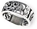 Pracha Silver Good Luck Lucky Band Ring - Size 10