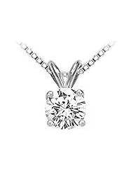 14K White Gold : Round Diamond Solitaire Pendant - 1.00 CT. TW.