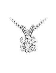 18K White Gold : Prong Set Round Diamond Solitaire Pendant â€" 1.00 CT. TDW.