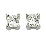 14K White Gold Princess Cut Diamond Stud Earrings (0.26 ctw)