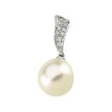 14K White Gold Paspaley South Sea Cultured Pearl and Diamond Pendant - 13.00mm