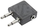GenieWish Aircraft / Airplane / Airline Earphone Headphone Adapter Adaptor - Twin 3.5mm Mono Jack Plugs to 3.5mm Stereo Jack Socket - For use on most major airlines
