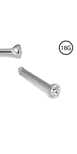 316L Surgical Steel Nose Bone Ring 1.5mm Bezel Set Micro stone 18G