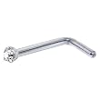 Solid 14KT White Gold 1.5mm Genuine Diamond L-Shaped Nose Ring - 18 Gauge