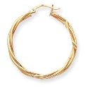 14k Polished 3mm Twisted Hoop Earrings