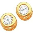 Gold Plated Cubic Zirconia Round Stud Earrings