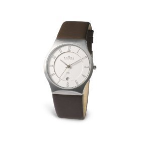 Skagen Men's Stainless Steel Leather Strap Watch #233XXLSL