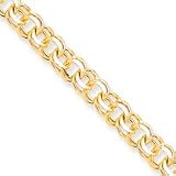 10k Solid Double Link Charm Bracelet - 7 Inch