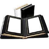 Adorama Classic Photo Album, White Leather Cover with Library Bound Black Pages, Holds 18 5 x 7 Prints