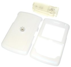 PCMICROSTORE Brand Rim BlackBerry 8800 8830 PDA Smart Phone Solid White Snap-On Crystal Protective Case Cover with Removable Belt Clip