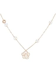 Jewelplus Freshwater Cultured Pearl Floral Design Necklace 14K Rose Necklace
