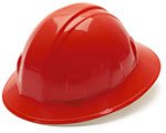 Pyramex Red Full Brim Style 4 Point Ratchet Suspension Hard Hat