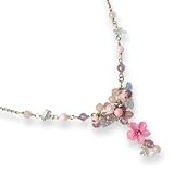 Sterling Silver Pink CZ/Blue Topaz Chip/Pink Agate/Amethyst Necklace - 16 Inch
