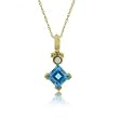 Blue Topaz & Diamond Dangle Gold Gold Pendant