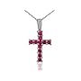 Ruby Cross Pendant in Sterling Silver, 18" Necklace, 1/2ct tgw.
