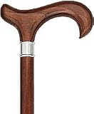 Royal Canes Walnut Stained Beechwood Derby Walking Cane with Stainless Steel Collar