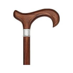 Royal Canes Walnut Stained Beechwood Derby Walking Cane with Stainless Steel Collar