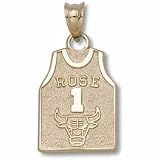 Derrick Rose Chicago Bulls Rose 1 5/8 Jersey Pendant - 14KT Gold Jewelry